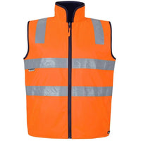 JB's Wear 6D4RV Hi Vis 4602.1 (D+N) Reversible Vest - Front View | color:Orange/Navy|view:front