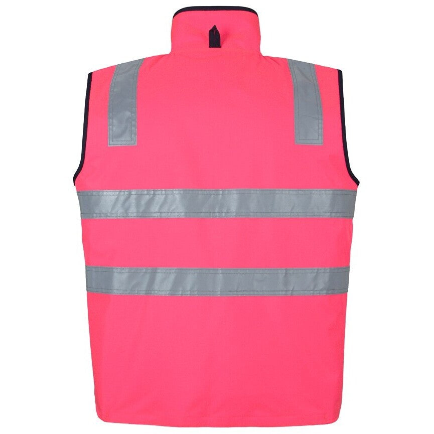 JB's Wear 6D4RV Hi Vis 4602.1 (D+N) Reversible Vest - Back View | color:Pink/Navy|view:back