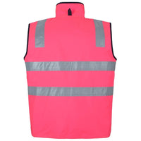 JB's Wear 6D4RV Hi Vis 4602.1 (D+N) Reversible Vest - Back View | color:Pink/Navy|view:back