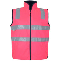 JB's Wear 6D4RV Hi Vis 4602.1 (D+N) Reversible Vest - Front View | color:Pink/Navy|view:front