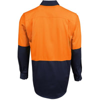 JB's Wear 6HVCF Hi Vis Close Front L/S 190g Work Shirt - Back View | color:Orange/Navy|view:back
