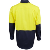 JB's Wear 6HVCF Hi Vis Close Front L/S 190g Work Shirt - Back View | color:Yellow/Navy|view:back