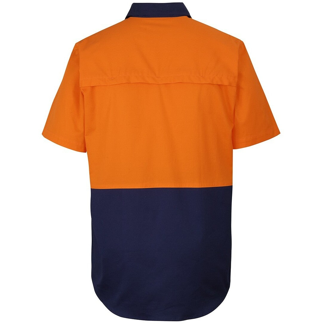 JB's Wear 6HVCW Hi Vis Close Front S/S 150g Work Shirt - Back View | color:Orange/Navy|view:back