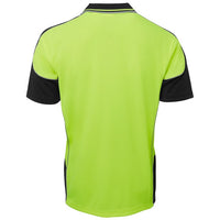 JB's Wear 6HCP4 Hi Vis Contrast Piping Polo - Back View | color:Lime/Black|view:back