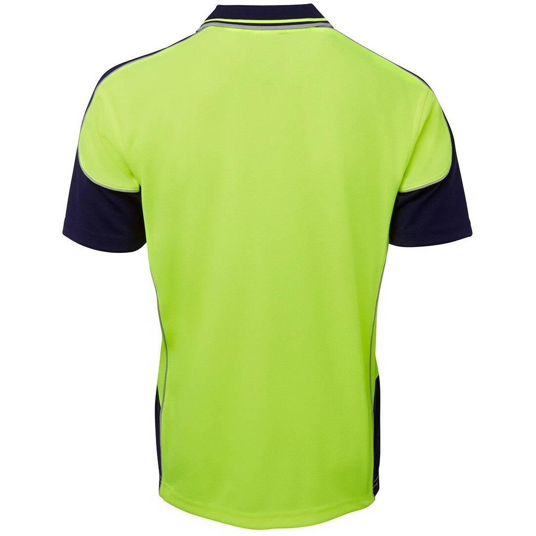 JB's Wear 6HCP4 Hi Vis Contrast Piping Polo - Back View | color:Lime/Navy|view:back