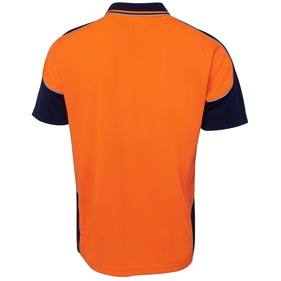 JB's Wear 6HCP4 Hi Vis Contrast Piping Polo - Back View | color:Orange/Navy|view:back