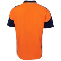 JB's Wear 6HCP4 Hi Vis Contrast Piping Polo - Back View | color:Orange/Navy|view:back
