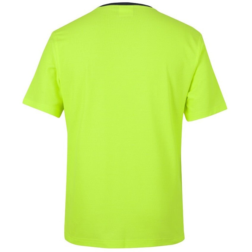 JB's Wear 6HCBT Hi Vis Cotton Back Tee - Back View | color:Lime/Navy|view:back