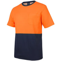 JB's Wear 6HCBT Hi Vis Cotton Back Tee - Side View | color:Orange/Navy|view:side