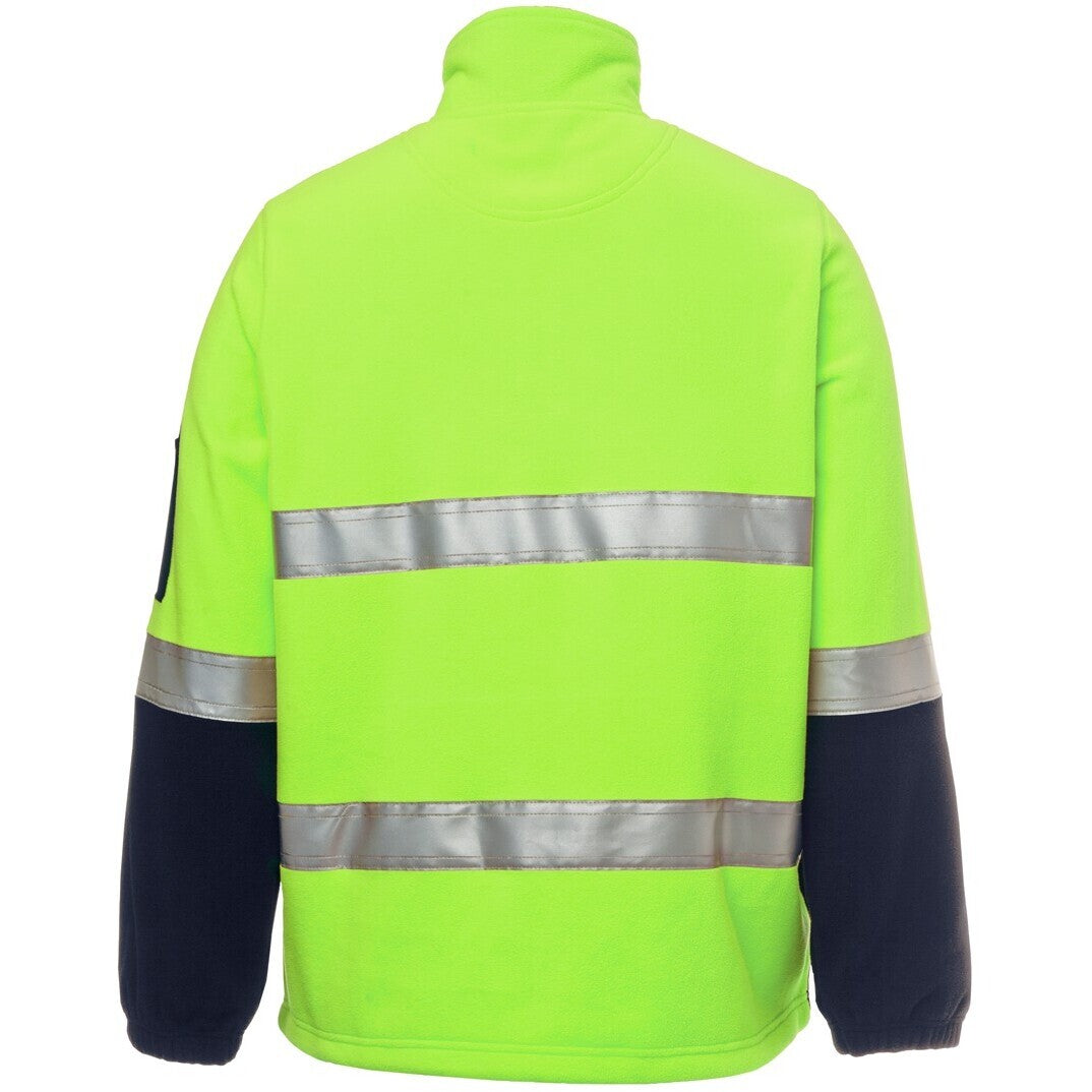 JB's Wear 6DNPF Hi Vis (D+N) 1/2 Zip Polar - Back View | color:Lime/Navy|view:back