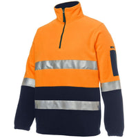 JB's Wear 6DNPF Hi Vis (D+N) 1/2 Zip Polar - Side View | color:Orange/Navy|view:side