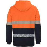 JB's Wear 6HZSH Hi Vis (D+N) 1/2 Zip Segmented Tape Hoodie - Back View | color:Orange/Navy|view:back