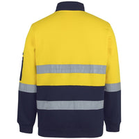 JB's Wear 6DVFM Hi Vis (D+N) 310 Cotton 1/2 Zip Fleece - Back View | color:Yellow/Navy|view:back