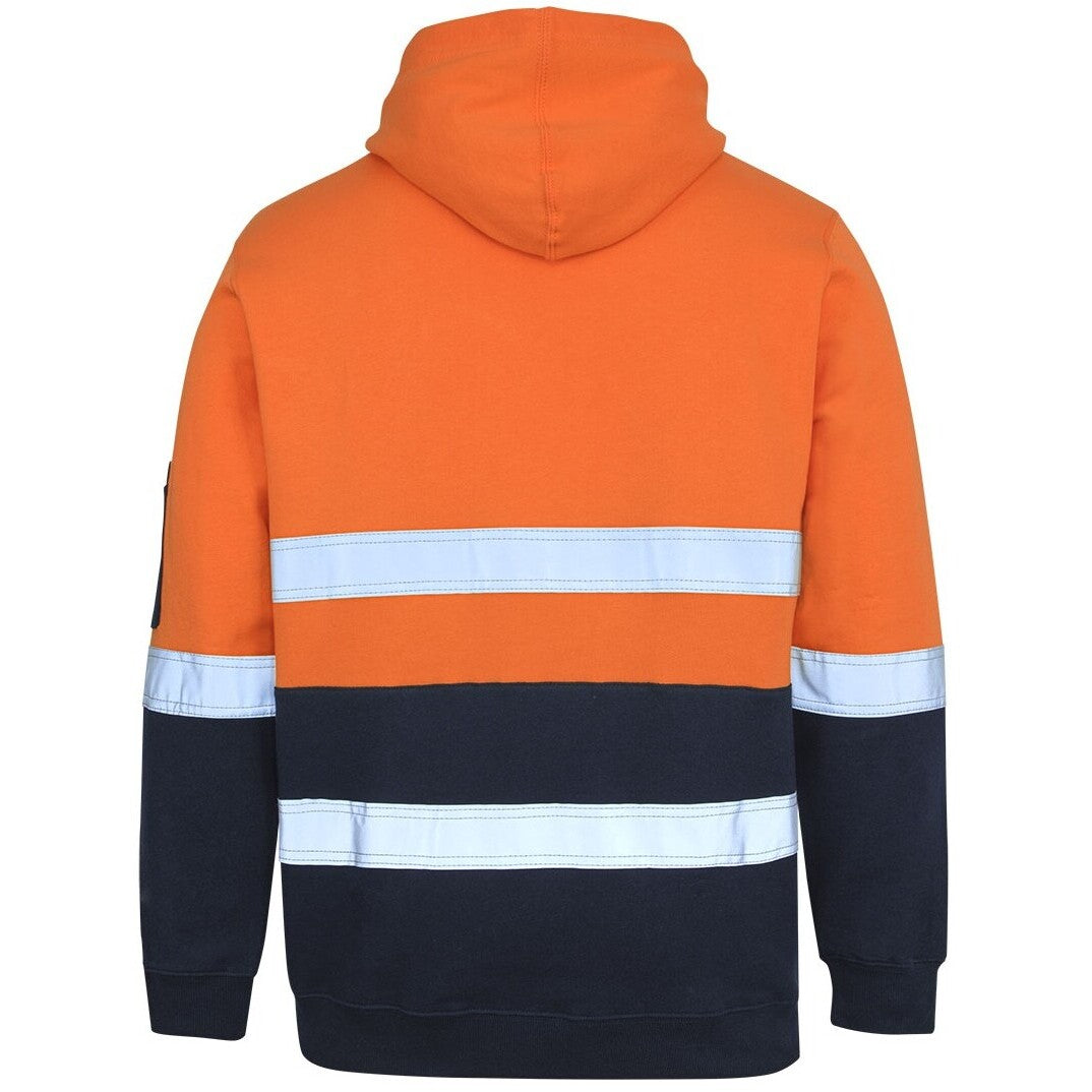 JB's Wear 6DVPM Hi Vis (D+N) 310 Cotton Pull Over Hoodie - Back View | color:Orange/Navy|view:back