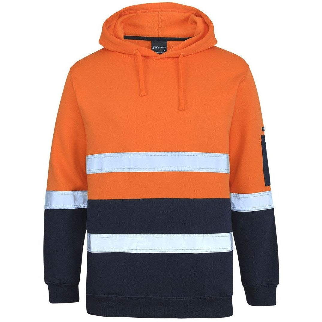 JB's Wear 6DVPM Hi Vis (D+N) 310 Cotton Pull Over Hoodie - Front View | color:Orange/Navy|view:front