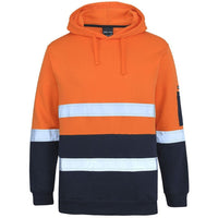 JB's Wear 6DVPM Hi Vis (D+N) 310 Cotton Pull Over Hoodie - Front View | color:Orange/Navy|view:front