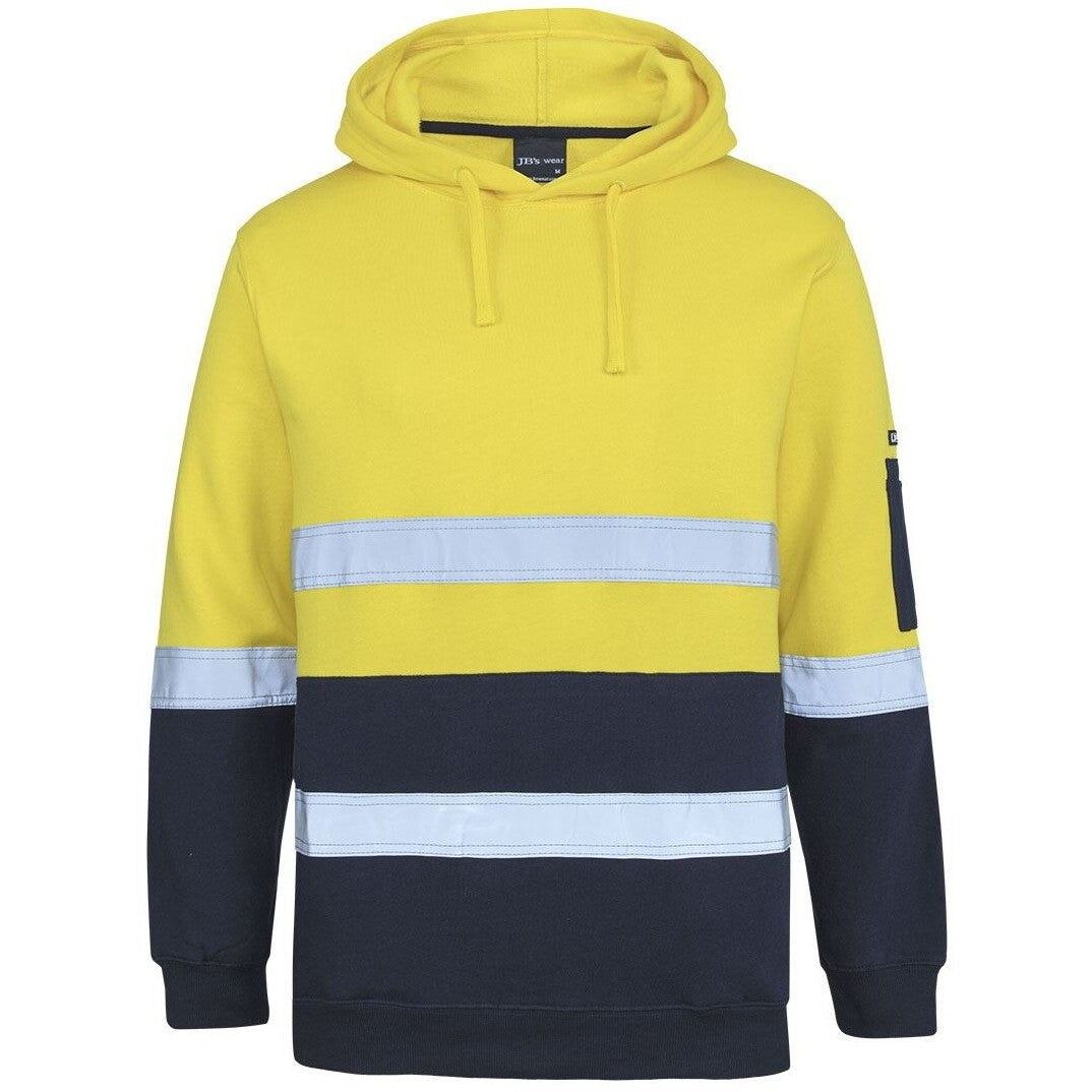 JB's Wear 6DVPM Hi Vis (D+N) 310 Cotton Pull Over Hoodie - Front View | color:Yellow/Navy|view:front
