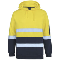JB's Wear 6DVPM Hi Vis (D+N) 310 Cotton Pull Over Hoodie - Front View | color:Yellow/Navy|view:front