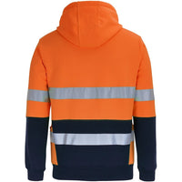 JB's Wear 6DPJ Hi Vis D+N 330G Pullover Hoodie - Back View | color:Orange/Navy|view:back