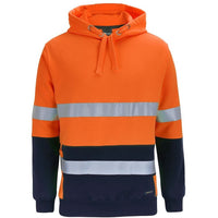 JB's Wear 6DPJ Hi Vis D+N 330G Pullover Hoodie - Front View | color:Orange/Navy|view:front