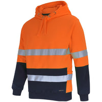 JB's Wear 6DPJ Hi Vis D+N 330G Pullover Hoodie - Side View | color:Orange/Navy|view:side