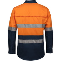 JB's Wear 6HWCS Hi Vis (D+N) Close Front L/S 150g Work Shirt - Back View | color:Orange/Navy|view:back