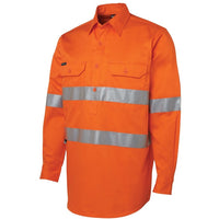 JB's Wear 6HWCF Hi Vis (D+N) Close Front L/S 190g Work Shirt - Side View | color:Orange|view:side