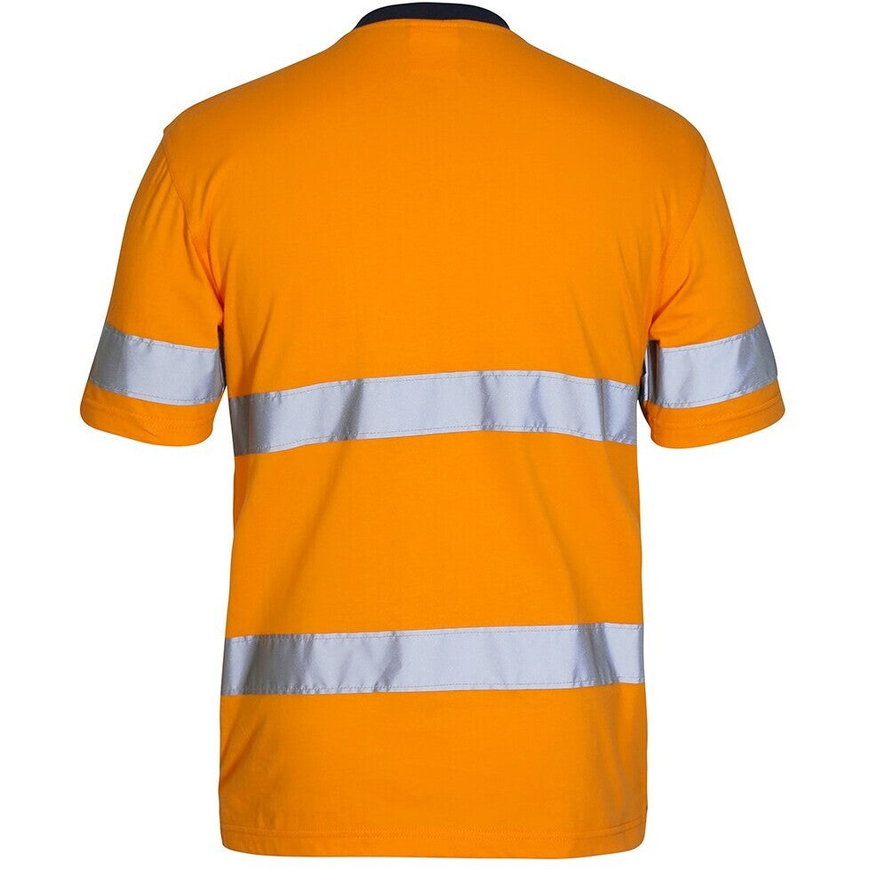 JB's Wear 6DNTC Hi Vis (D+N) Cotton T-Shirt - Back View | color:Orange/Navy|view:back