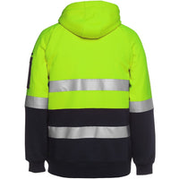 JB's Wear 6DNH Hi Vis (D+N) Full Zip Fleecy Hoodie - Back View | color:Lime/Navy|view:back