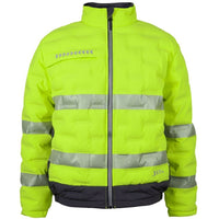 JB's Wear 6DGJ Hi Vis (D+N) Graphene Puffer Jacket - Front View | color:Lime/Charcoal|view:front