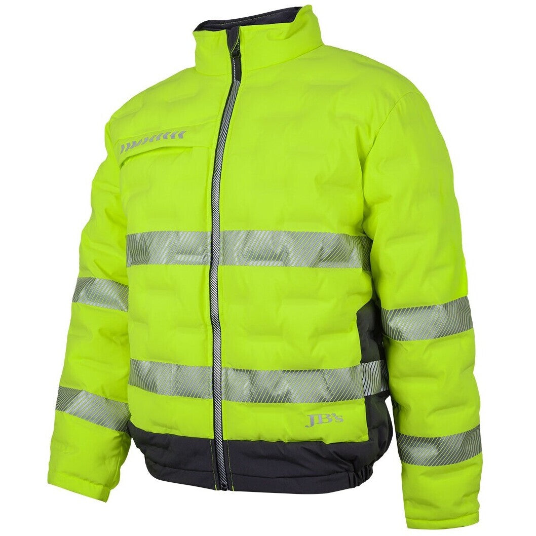 JB's Wear 6DGJ Hi Vis (D+N) Graphene Puffer Jacket - Side View | color:Lime/Charcoal|view:side