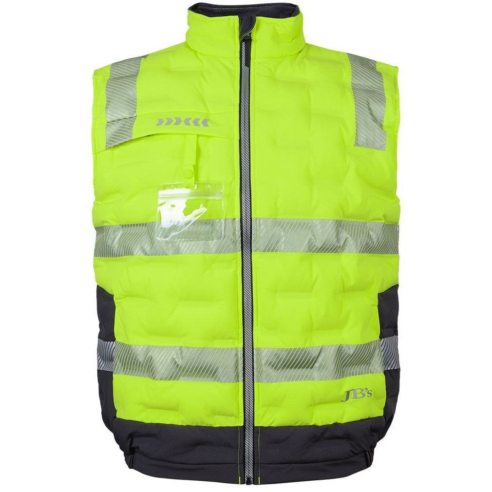 JB's Wear 6DGV Hi Vis (D+N) Graphene Puffer Vest - Front View | color:Lime/Charcoal|view:front