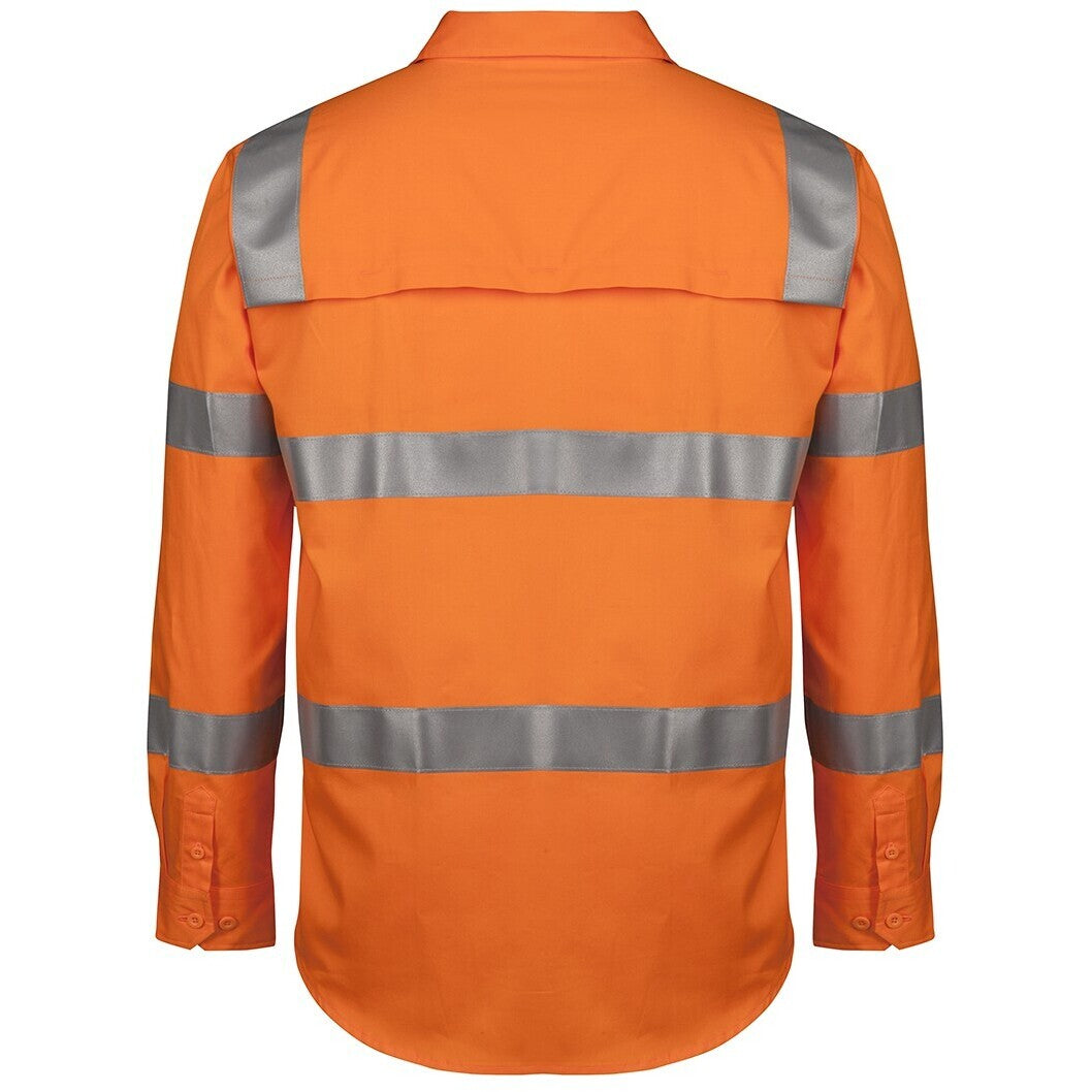 JB's Wear 6DNWR Hi Vis (D+N) L/S 150g AUST. Rail Work Shirt - Back View | color:Orange|view:back