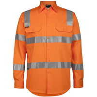 JB's Wear 6DNWR Hi Vis (D+N) L/S 150g AUST. Rail Work Shirt - Front View | color:Orange|view:front