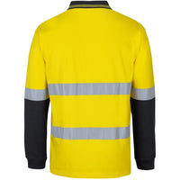 JB's Wear 6DCPL Hi Vis (D+N) L/S Cotton Polo - Back View | color:Yellow/Black|view:back