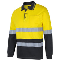 JB's Wear 6DCPL Hi Vis (D+N) L/S Cotton Polo - Side View | color:Yellow/Black|view:side