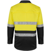 JB's Wear 6DSWL Hi Vis (D+N) L/S Stretch Work Shirt - Back View | color:Yellow/Black|view:back