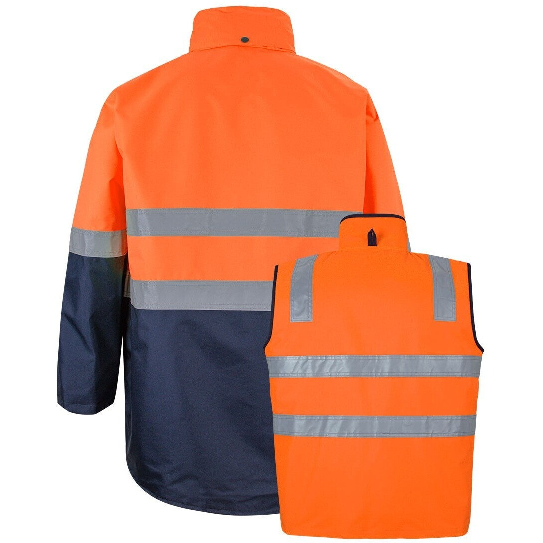 JB's Wear K6DNJ Hi Vis (D+N) Long Line 4 in 1 Jacket - Back View | color:Orange/Navy|view:back
