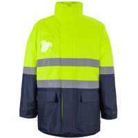 JB's Wear 6DNLL Hi Vis (D+N) Long Line Jacket - Front View | color:Lime/Navy|view:front