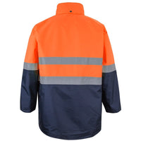 JB's Wear 6DNLL Hi Vis (D+N) Long Line Jacket - Back View | color:Orange/Navy|view:back
