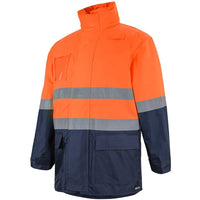JB's Wear 6DNLL Hi Vis (D+N) Long Line Jacket - Side View | color:Orange/Navy|view:side