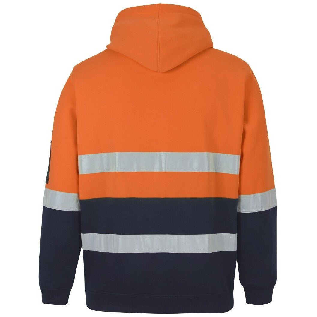 JB's Wear 6DPOH Hi Vis (D+N) Pull Over Hoodie - Back View | color:Orange/Navy|view:back