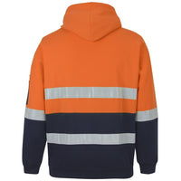 JB's Wear 6DPOH Hi Vis (D+N) Pull Over Hoodie - Back View | color:Orange/Navy|view:back