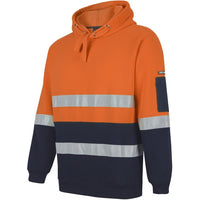 JB's Wear 6DPOH Hi Vis (D+N) Pull Over Hoodie - Side View | color:Orange/Navy|view:side