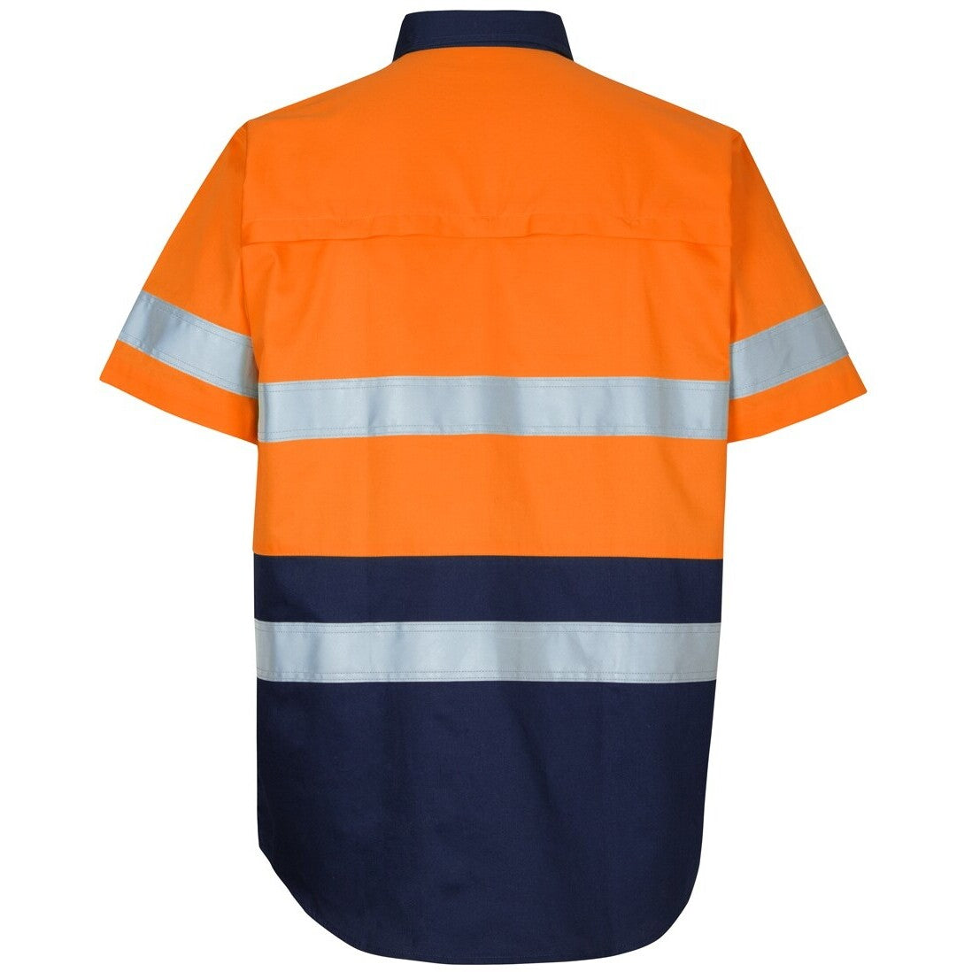 JB's Wear 6DNWS Hi Vis (D+N) S/S 150g Work Shirt - Back View | color:Orange/Navy|view:back