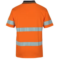 JB's Wear 6DCPS Hi Vis (D+N) S/S Cotton Polo - Back View | color:Orange/Black|view:back