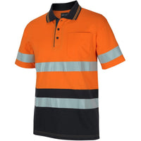 JB's Wear 6DCPS Hi Vis (D+N) S/S Cotton Polo - Side View | color:Orange/Black|view:side