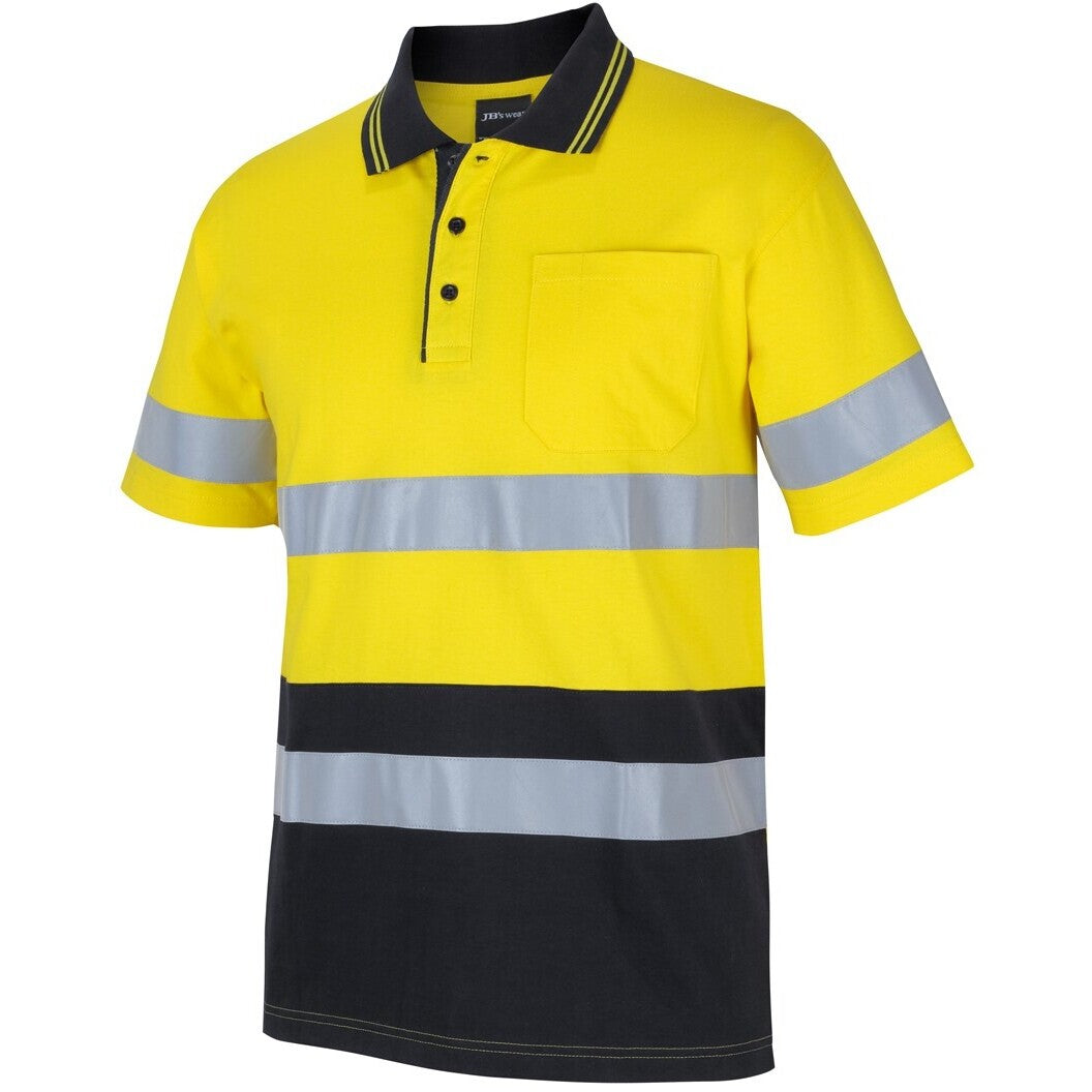 JB's Wear 6DCPS Hi Vis (D+N) S/S Cotton Polo - Side View | color:Yellow/Black|view:side