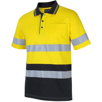 JB's Wear 6DCPS Hi Vis (D+N) S/S Cotton Polo - Side View | color:Yellow/Black|view:side