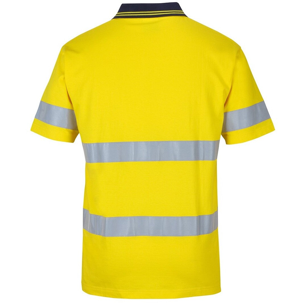 JB's Wear 6DCPS Hi Vis (D+N) S/S Cotton Polo - Back View | color:Yellow/Navy|view:back